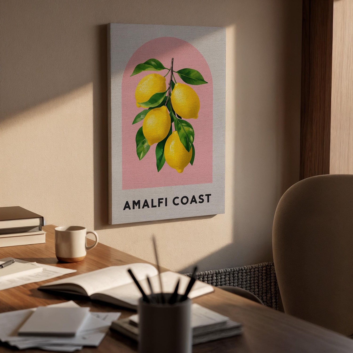 Amalfi Coast Lemons Canvas Print, Italian Kitchen Wall Art