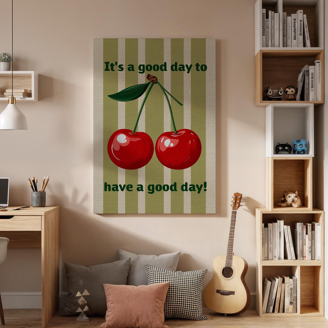 Cherry Canvas Wall Art Retro Kitchen Quote Print, It&