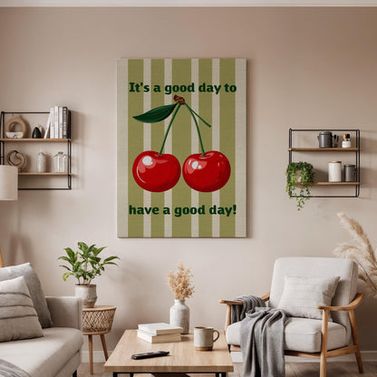 Cherry Canvas Wall Art Retro Kitchen Quote Print, It&