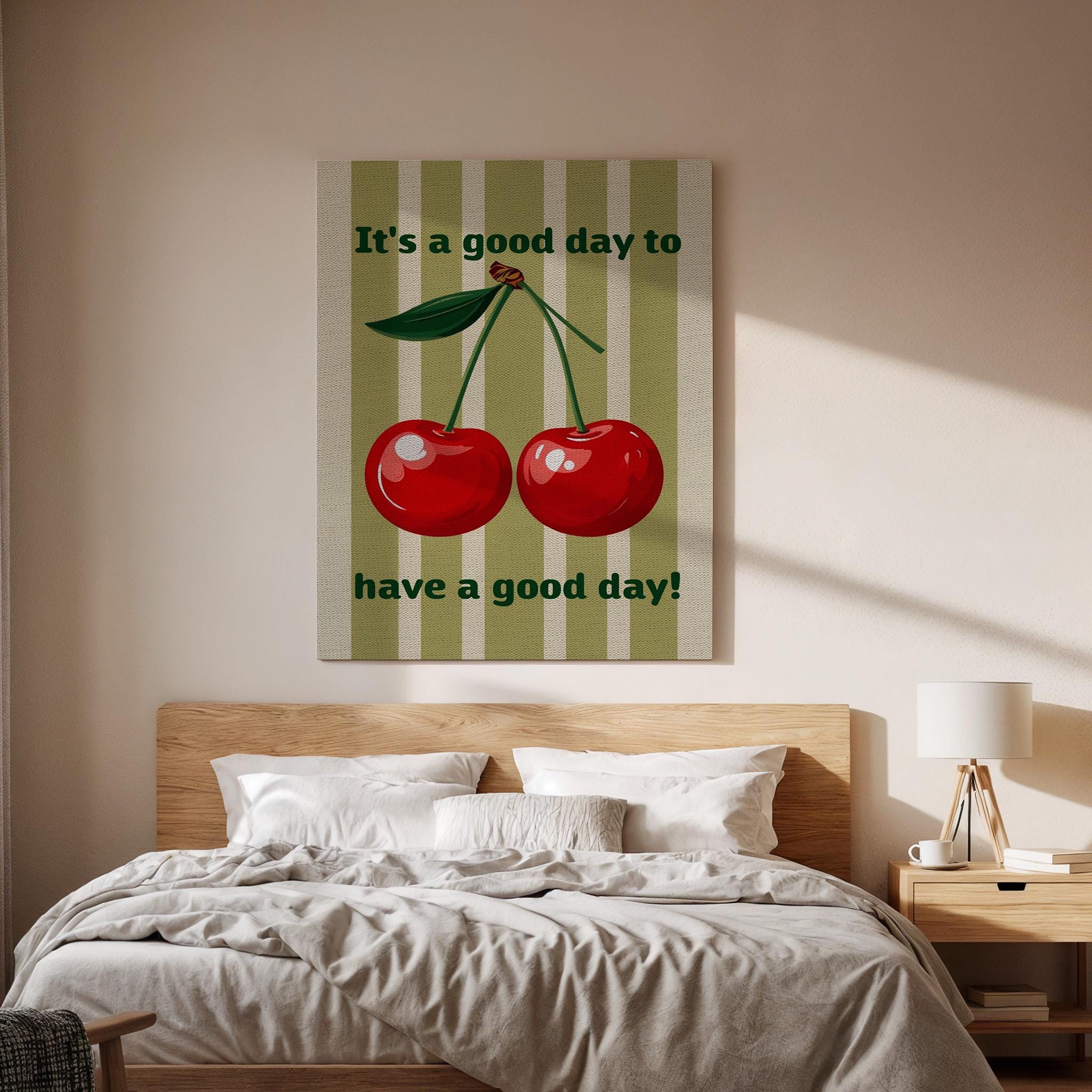 Cherry Canvas Wall Art Retro Kitchen Quote Print, It&