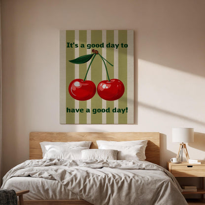 Cherry Canvas Wall Art Retro Kitchen Quote Print, It&