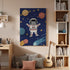 Astronaut Cat Canvas Wall Art, Space Themed Kids Room Decor, Cute Cosmic Animal Print, Framed Galaxy Artwork with Planets and Stars