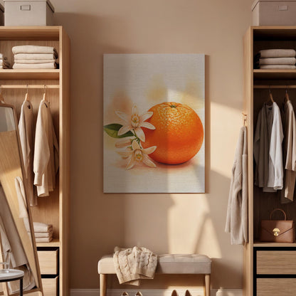 Orange Fruit Canvas Wall Art, Botanical Kitchen Print, Rustic Food Decor, Framed Citrus Artwork for Dining Room or Mediterranean Farmhouse