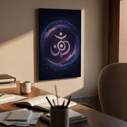 Cosmic Mandala Canvas Wall Art, Purple Galaxy Print, Spiritual Meditation Decor, Framed Abstract Artwork for Yoga Room Bedroom, Living Space