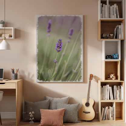 Lavender Canvas Wall Art, Botanical Flower Print, Framed Purple Bloom Artwork, Minimal Nature Photography,Rustic Farmhouse Floral Wall Decor
