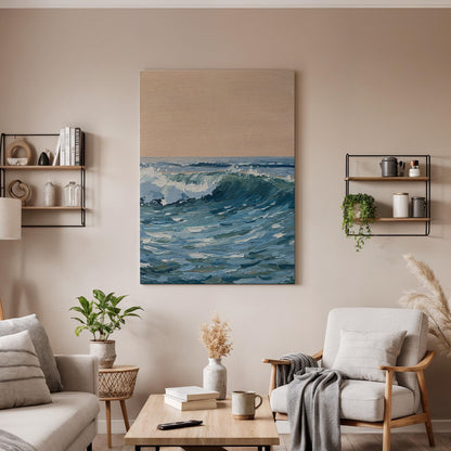 Ocean Wave Canvas Print, Framed Coastal Seascape Art
