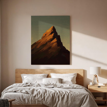 Mountain Peak Canvas Wall Art, Sunset Painting Print, Minimal Landscape Artwork, Framed Nature Decor for Living Room Bedroom or Office