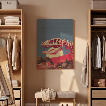 Dinosaur Fossil Canvas Wall Art  Prehistoric Skeleton Print, T Rex Skull Poster, Paleontology Inspired Artwork, Ancient History Home Decor