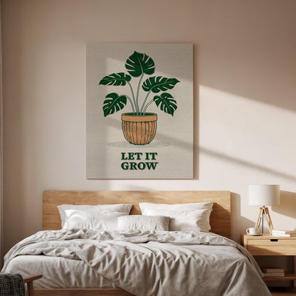 Botanical Plant Canvas Wall Art  Let It Grow Greenery Poster, Minimalist Nature Quote Print, Modern Home Decor Gift for Plant Lovers