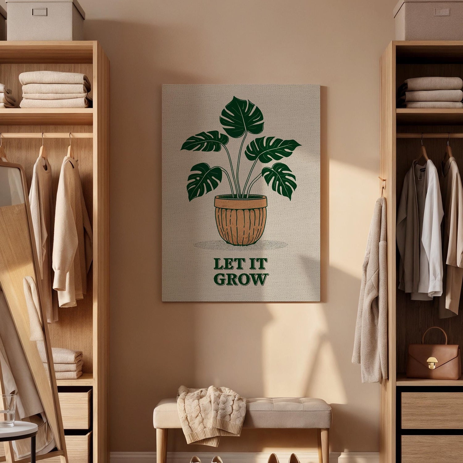 Botanical Plant Canvas Wall Art  Let It Grow Greenery Poster, Minimalist Nature Quote Print, Modern Home Decor Gift for Plant Lovers