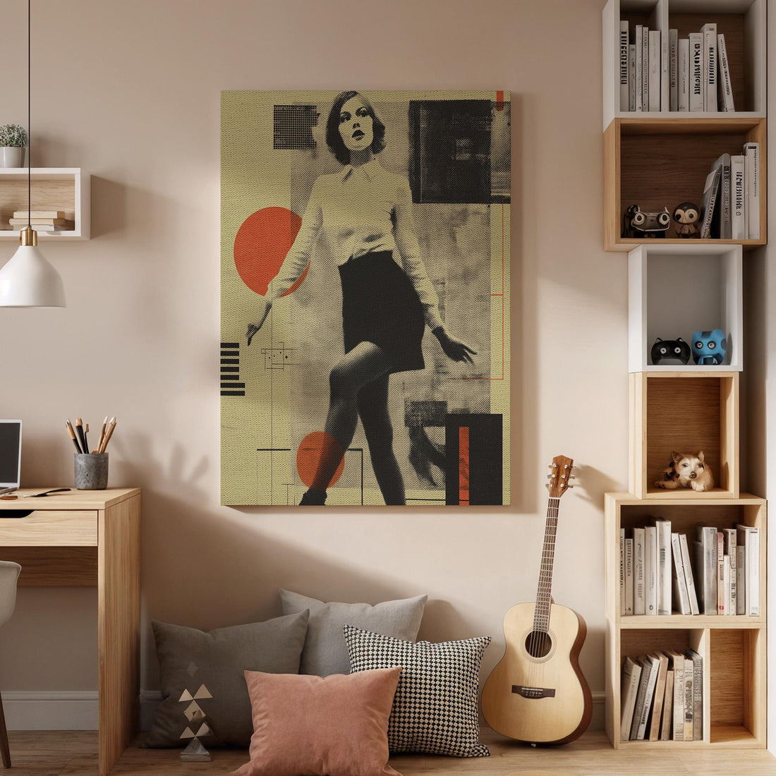 Vintage Pop Art Woman Canvas Wall Art Retro Fashion Poster Modern Abstract Print Black White Red Decor Gift for Art Lovers and Stylish Homes