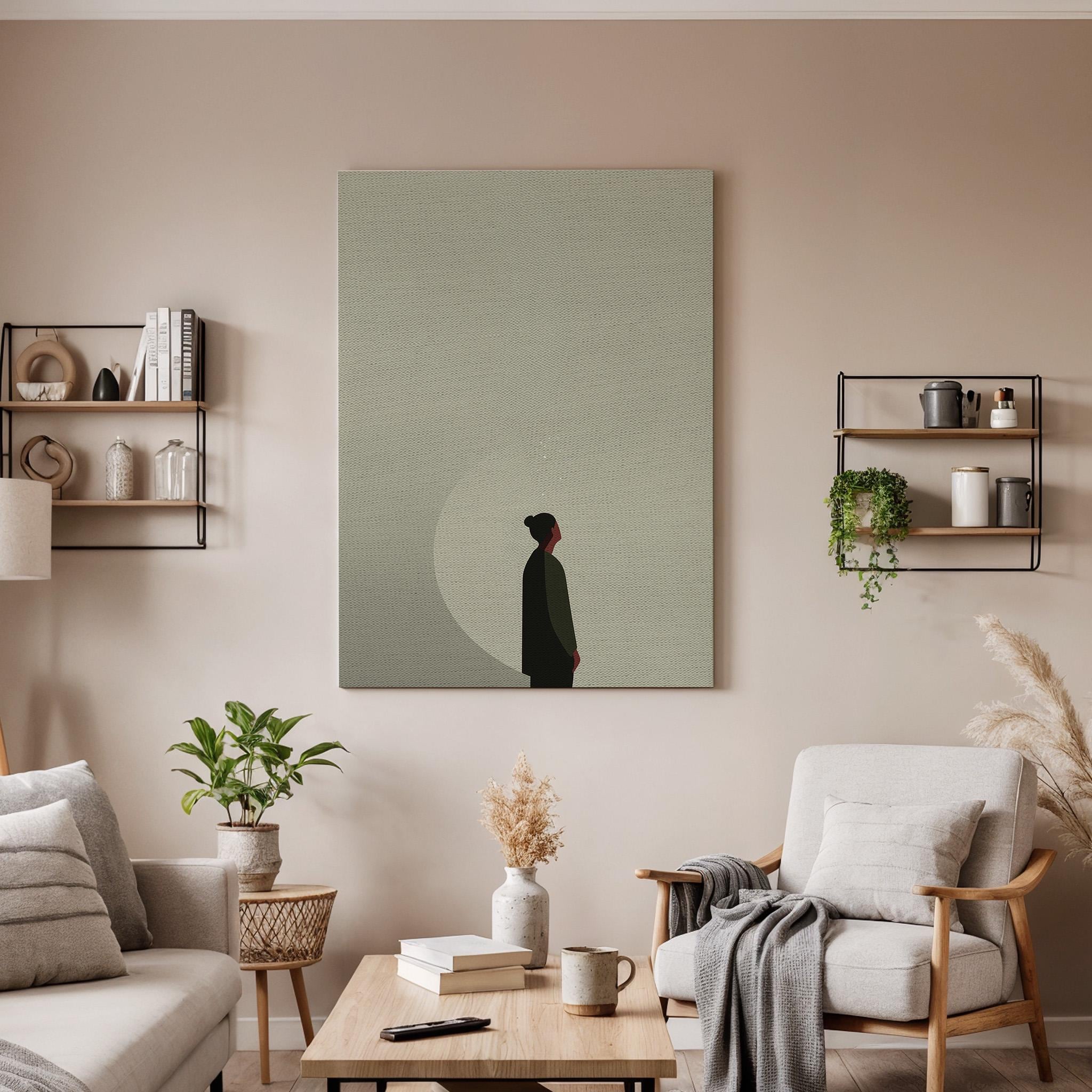 Minimalist Figure Canvas Wall Art Modern Silhouette Print Abstract Neutral Tones Poster Contemporary Home Decor Meditation Zen Artwork Gift