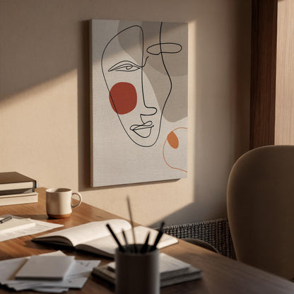 Abstract Line Face Canvas Wall Art  Minimalist Modern One Line Drawing Print Neutral Boho Decor Gift for Living Room and Artistic Interiors