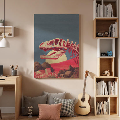 Dinosaur Fossil Canvas Wall Art  Prehistoric Skeleton Print, T Rex Skull Poster, Paleontology Inspired Artwork, Ancient History Home Decor