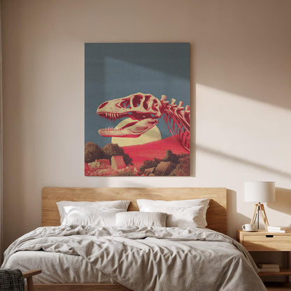 Dinosaur Fossil Canvas Wall Art  Prehistoric Skeleton Print, T Rex Skull Poster, Paleontology Inspired Artwork, Ancient History Home Decor