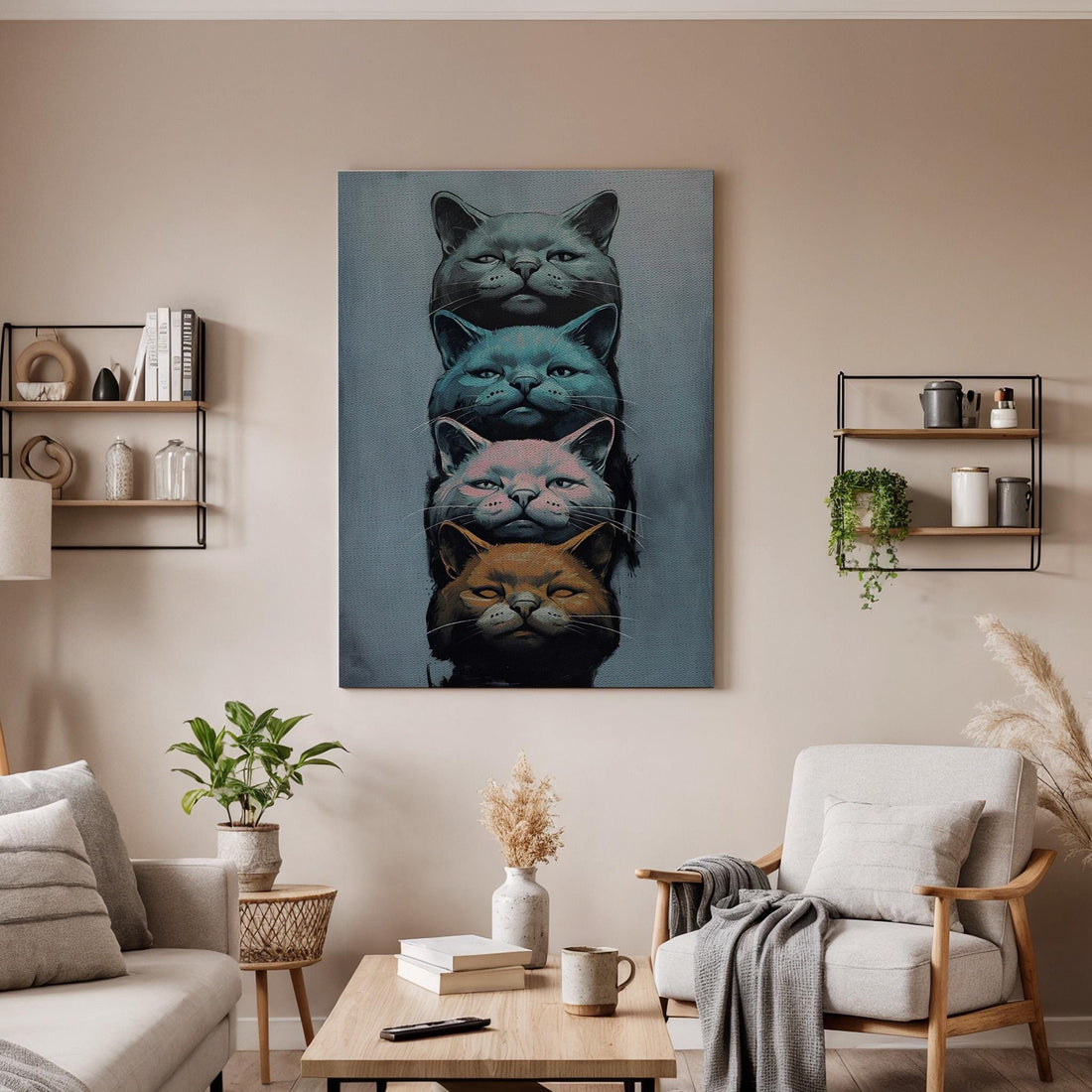 Pop Art Cats Canvas Wall Art  Colorful Cat Portrait Poster, Modern Feline Print, Funky Animal Artwork, Contemporary Pet Lover Home Decor