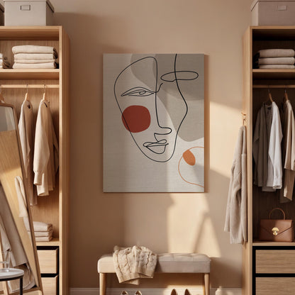 Abstract Line Face Canvas Wall Art  Minimalist Modern One Line Drawing Print Neutral Boho Decor Gift for Living Room and Artistic Interiors