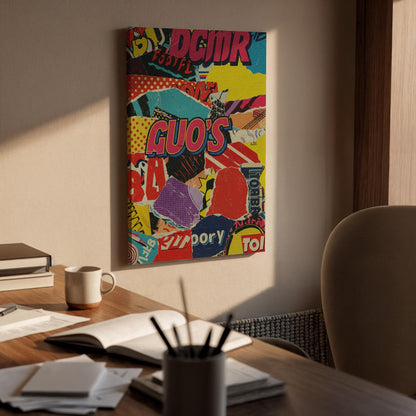Pop Art Collage Canvas Wall Art  Bold Retro Typography Print, Vibrant Street Style Poster, Urban Abstract Wall Decor for Modern Interiors