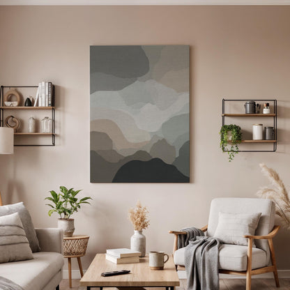 Abstract Landscape, Earth Tone Canvas Art, Modern Neutral Wall Decor, Scandinavian Minimal Design, Calm Office Home Interior, Framed Canvas