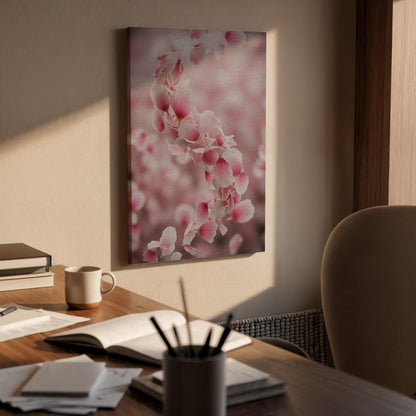 Pink Blossom Floral, Soft Romantic Canvas Art, Modern Bedroom Wall Decor, Elegant Feminine Interior Style, Framed Canvas Decor, New Decor