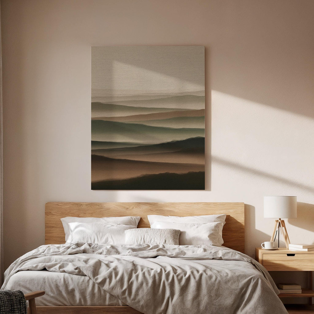 Abstract Landscape Framed Canvas Art, Minimal Earth Tone Wall Decor, Layered Horizon Artwork, Modern Neutral Home Decor, New Home Gift