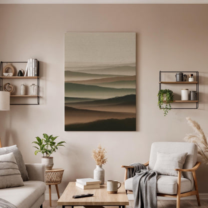 Abstract Landscape Framed Canvas Art, Minimal Earth Tone Wall Decor, Layered Horizon Artwork, Modern Neutral Home Decor, New Home Gift