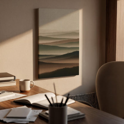 Abstract Landscape Framed Canvas Art, Minimal Earth Tone Wall Decor, Layered Horizon Artwork, Modern Neutral Home Decor, New Home Gift