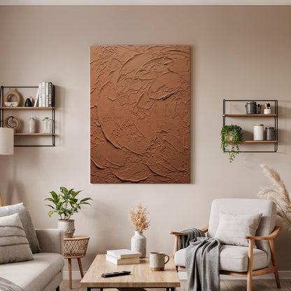 Textured Earth Tone Framed Canvas Art, Minimal Abstract Plaster Wall Decor, Warm Neutral Modern Artwork, Contemporary Framed Home Art