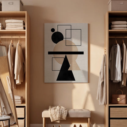 Modern Geometric Canvas Art, Abstract Shapes Design, Neutral Tones Artwork, Minimalist Framed Canvas Decor, Contemporary Wall Art, Home Gift