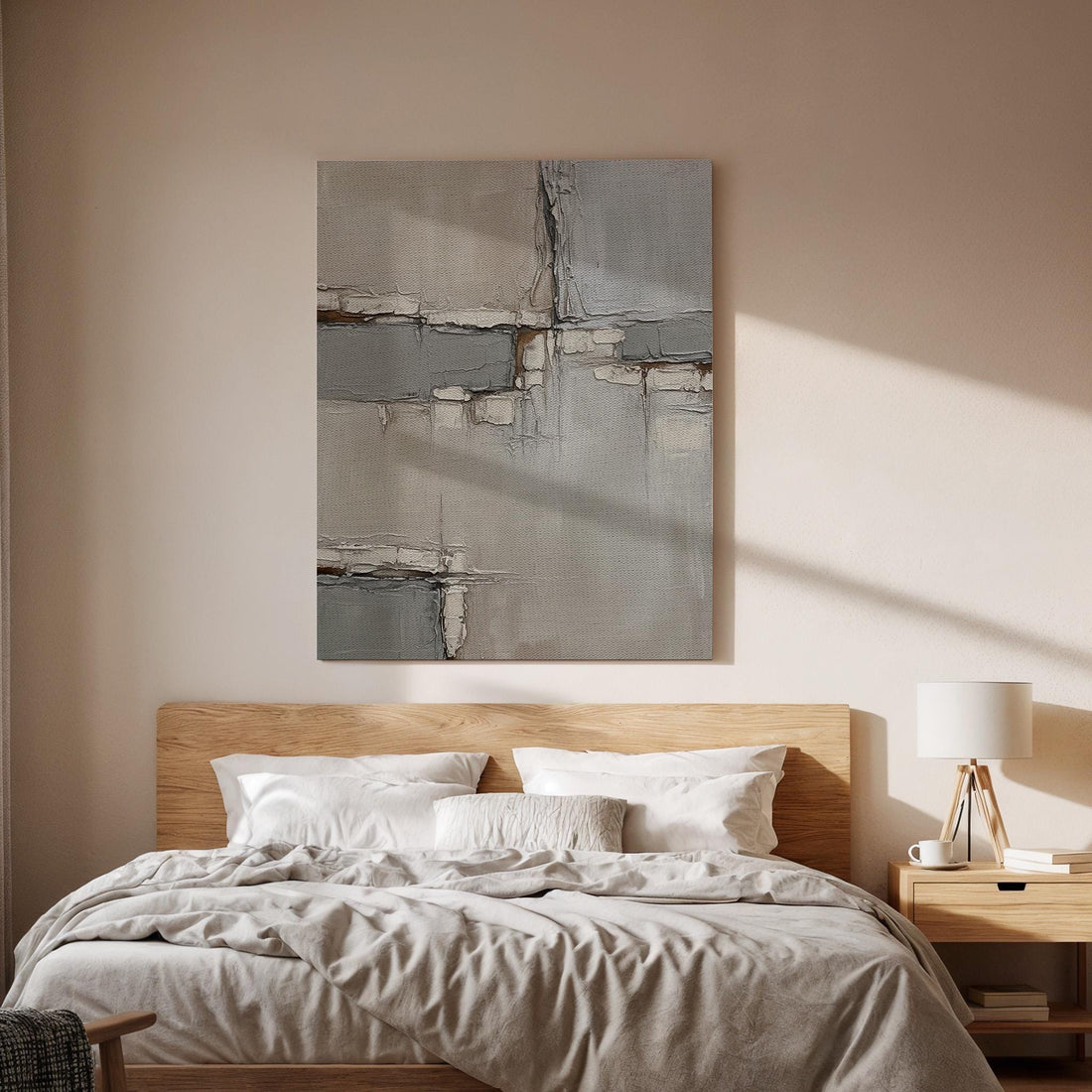 Abstract Neutral Canvas, Textured Wall Art, Modern Minimalist Painting, Bedroom Living Room Decor, Office Wall Art, Large Framed Canvas