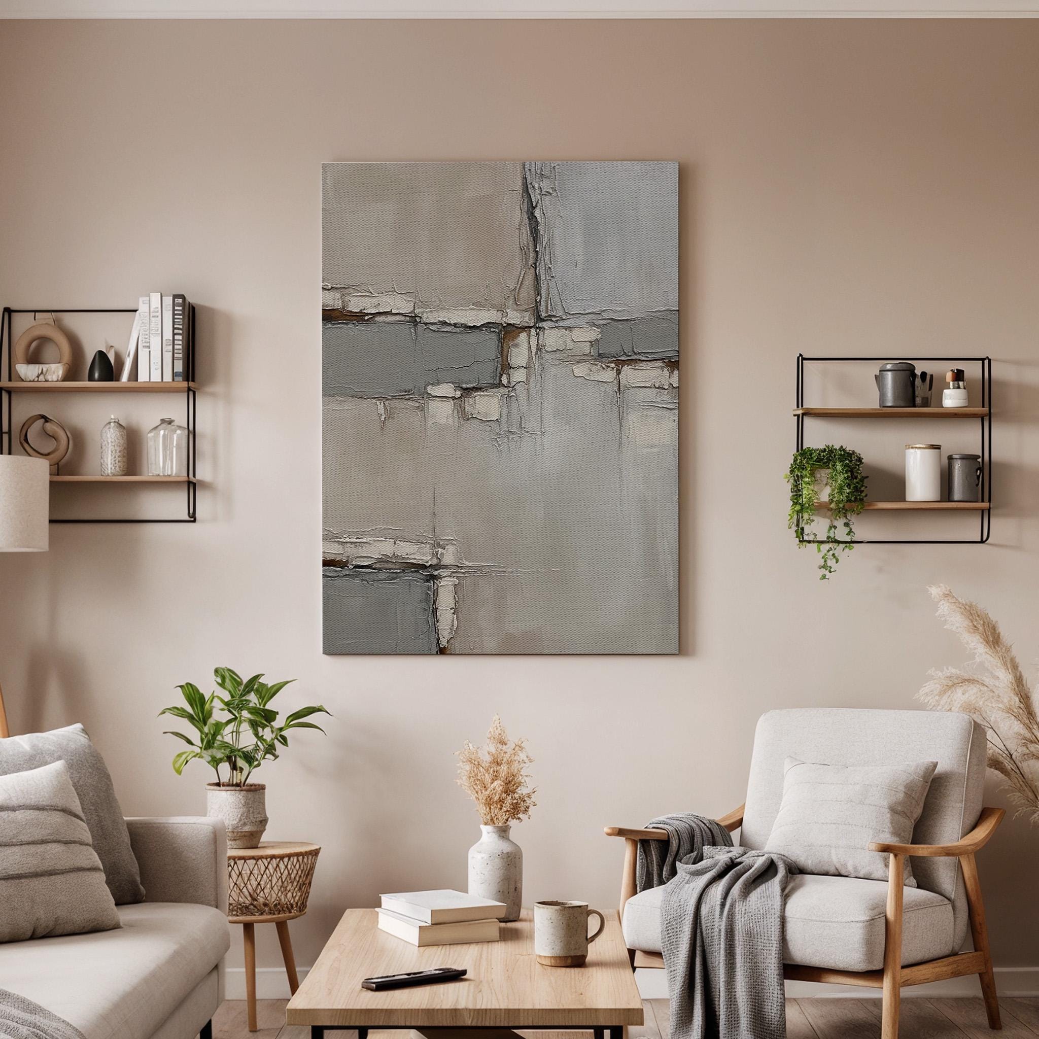 Abstract Neutral Canvas, Textured Wall Art, Modern Minimalist Painting, Bedroom Living Room Decor, Office Wall Art, Large Framed Canvas