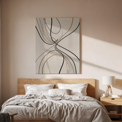 Abstract Line Canvas, Neutral Office Wall Art, Modern Minimalist Decor, Home Office Artwork, Calm Workspace Design, Large Framed Canvas