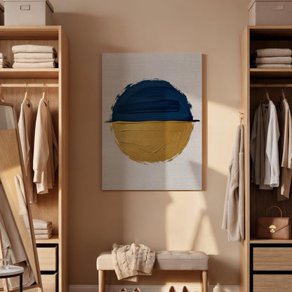 Abstract Blue Yellow Canvas, Modern Color Block Art, Minimal Statement Painting, Bedroom Wall Decor, Contemporary Interior Style, Framed Art