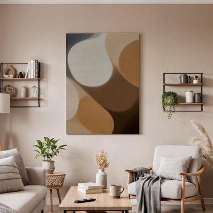 Earth Tone Canvas Art, Organic Shape Wall Decor, Soft Modern Painting, Bedroom Interior Accent, Warm Neutral Design, Large Framed Canvas