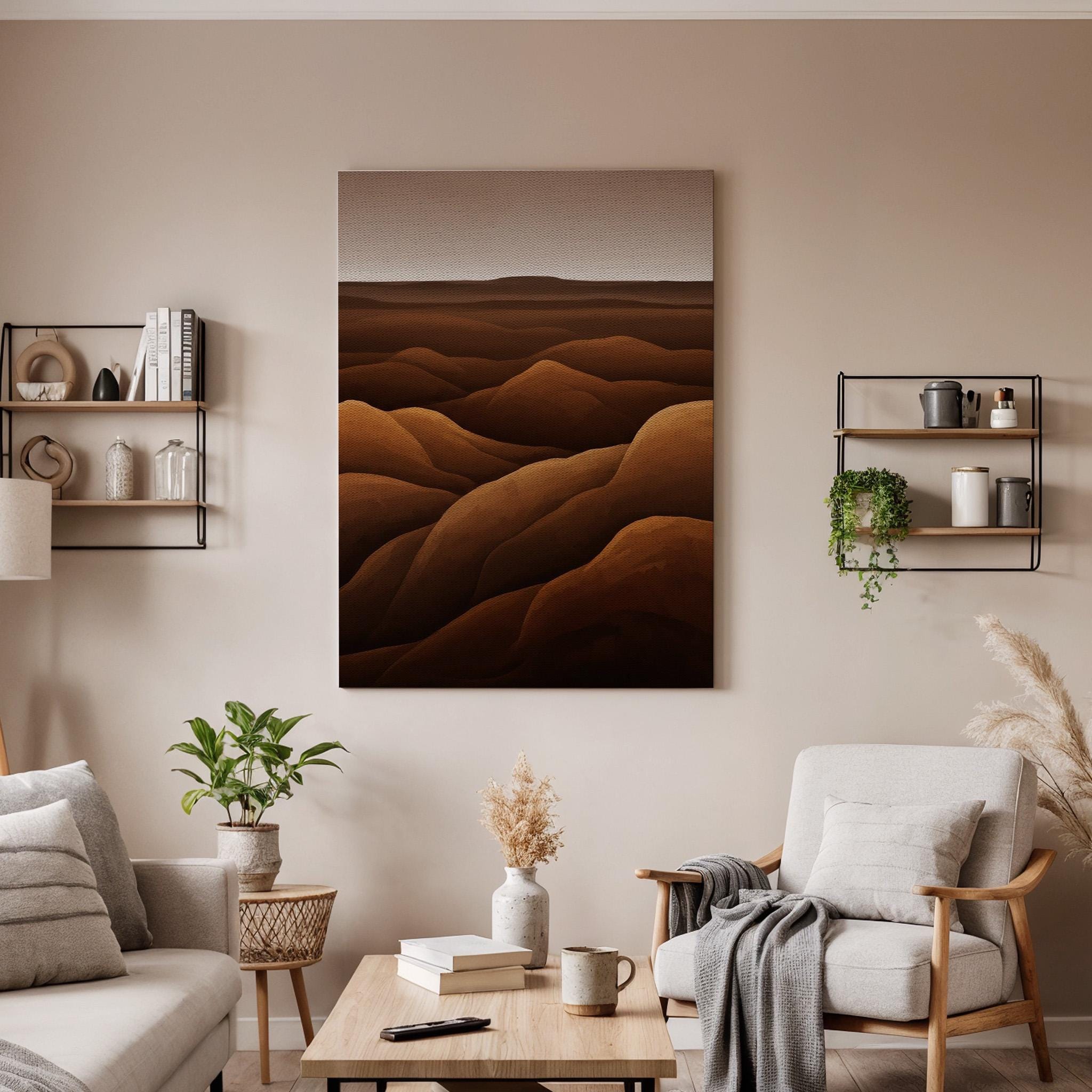 Desert Dune Canvas Art, Earth Tone Landscape Decor, Warm Modern Wall Design, Bedroom Interior Styling, Natural Calm Aesthetic, Framed Canvas