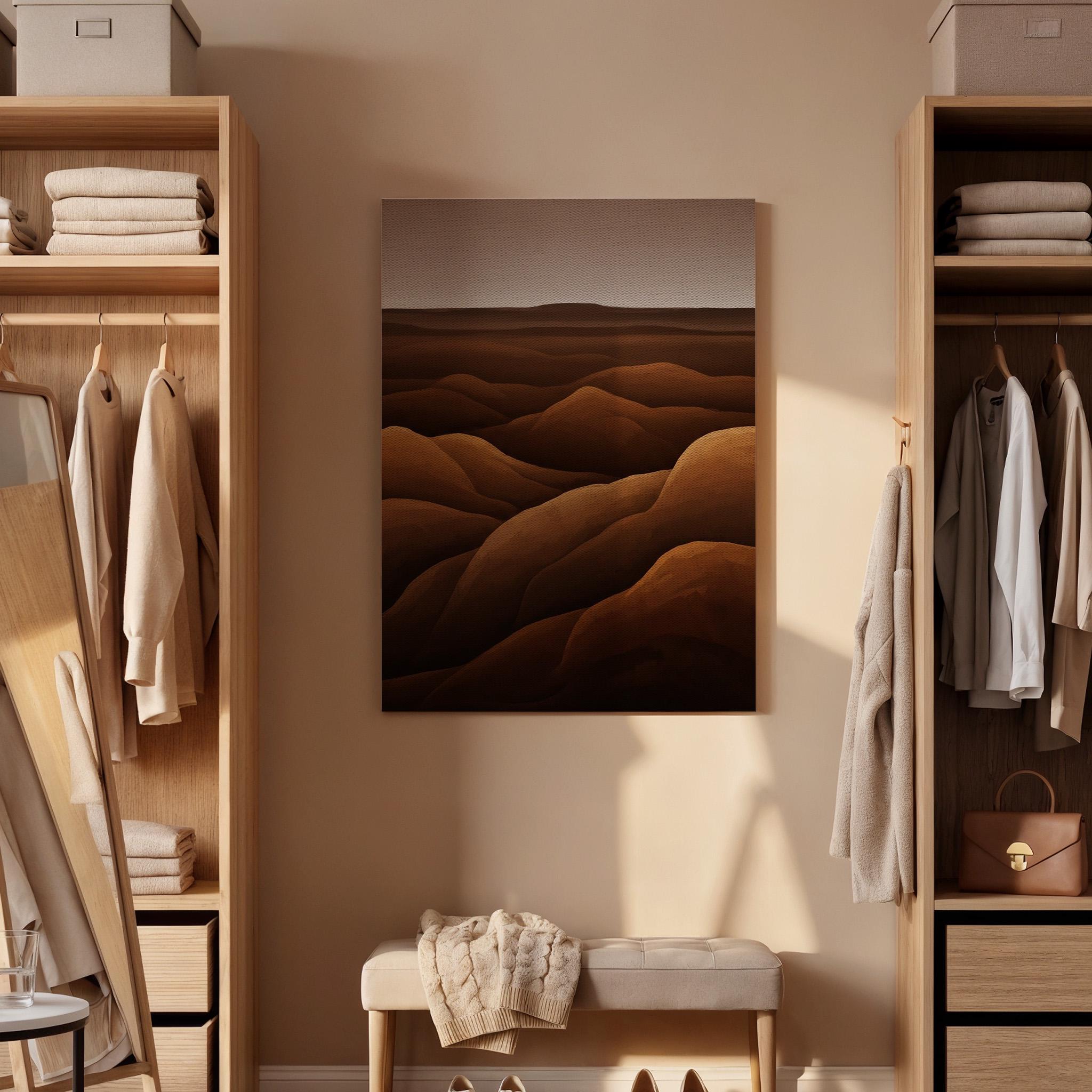 Desert Dune Canvas Art, Earth Tone Landscape Decor, Warm Modern Wall Design, Bedroom Interior Styling, Natural Calm Aesthetic, Framed Canvas