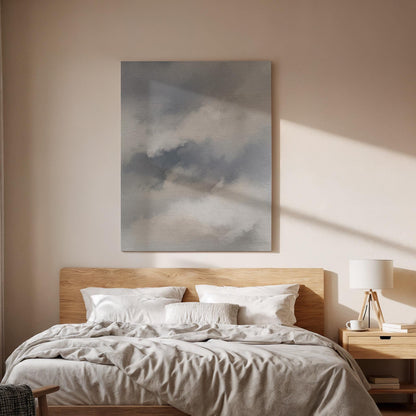 Soft Cloud Canvas Art, Misty Neutral Wall Decor, Calm Modern Bedroom Style, Airy Interior Design, Light Minimal Aesthetic, Framed Canvas