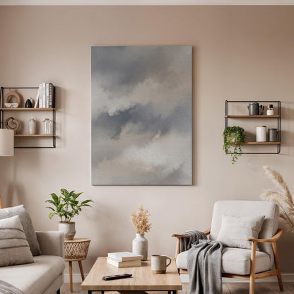 Soft Cloud Canvas Art, Misty Neutral Wall Decor, Calm Modern Bedroom Style, Airy Interior Design, Light Minimal Aesthetic, Framed Canvas
