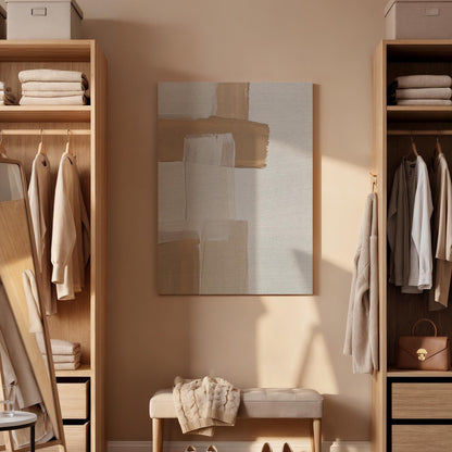 Minimal Neutral Canvas Art, Soft Brush Stroke Wall Decor, Calm Modern Bedroom Style, Warm Earth Interior Design, Contemporary Framed Canvas
