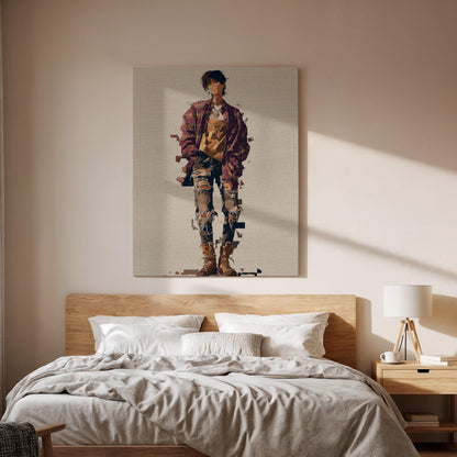 Abstract Street Style Framed Canvas Art, Modern Urban Fashion Figure Illustration, Contemporary Minimalist Wall Decor, New Home Gift