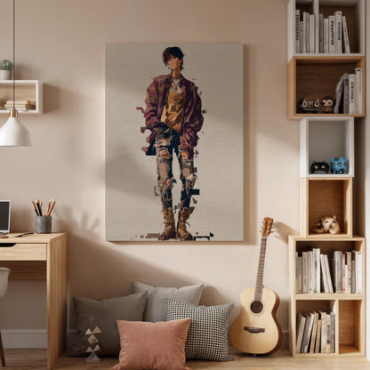 Abstract Street Style Framed Canvas Art, Modern Urban Fashion Figure Illustration, Contemporary Minimalist Wall Decor, New Home Gift