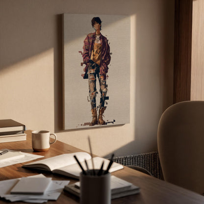 Abstract Street Style Framed Canvas Art, Modern Urban Fashion Figure Illustration, Contemporary Minimalist Wall Decor, New Home Gift