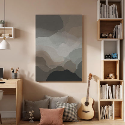 Abstract Landscape, Earth Tone Canvas Art, Modern Neutral Wall Decor, Scandinavian Minimal Design, Calm Office Home Interior, Framed Canvas