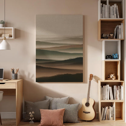 Abstract Landscape Framed Canvas Art, Minimal Earth Tone Wall Decor, Layered Horizon Artwork, Modern Neutral Home Decor, New Home Gift