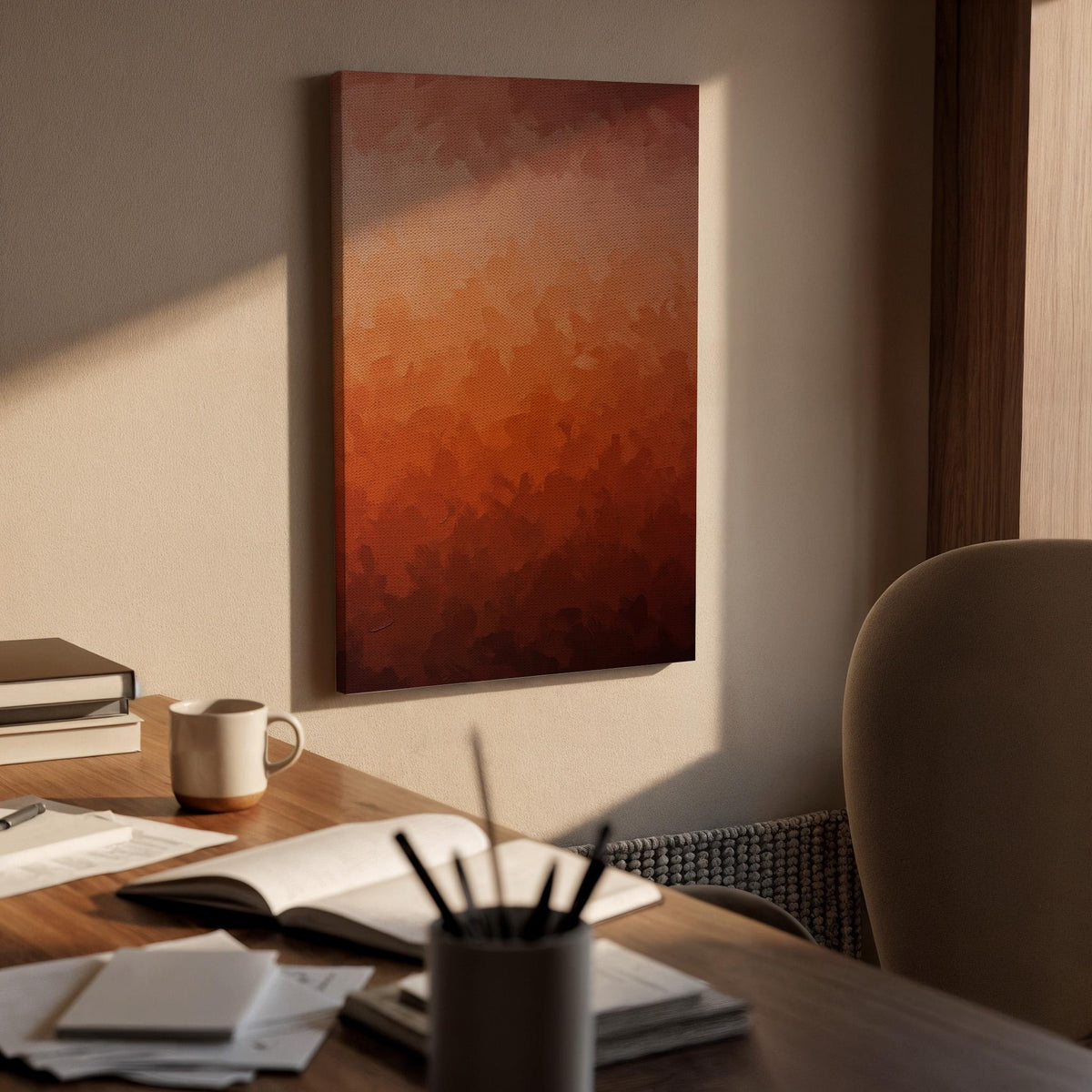 Abstract Landscape Framed Canvas Art, Minimal Earth Tone Wall Decor, Soft Horizon Artwork, Modern Neutral Wall Art, Canvas Wall Decor