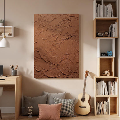 Textured Earth Tone Framed Canvas Art, Minimal Abstract Plaster Wall Decor, Warm Neutral Modern Artwork, Contemporary Framed Home Art