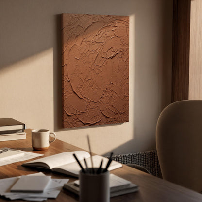 Textured Earth Tone Framed Canvas Art, Minimal Abstract Plaster Wall Decor, Warm Neutral Modern Artwork, Contemporary Framed Home Art