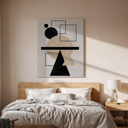 Modern Geometric Canvas Art, Abstract Shapes Design, Neutral Tones Artwork, Minimalist Framed Canvas Decor, Contemporary Wall Art, Home Gift