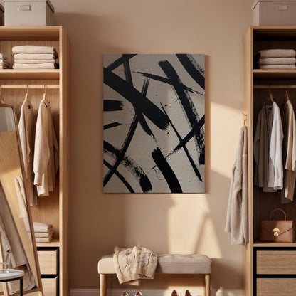 Abstract Black and White Canvas, Wall Art Decor, Modern Minimalist Painting, Bedroom Living Room Art, Office Wall Decor, Large Framed Canvas