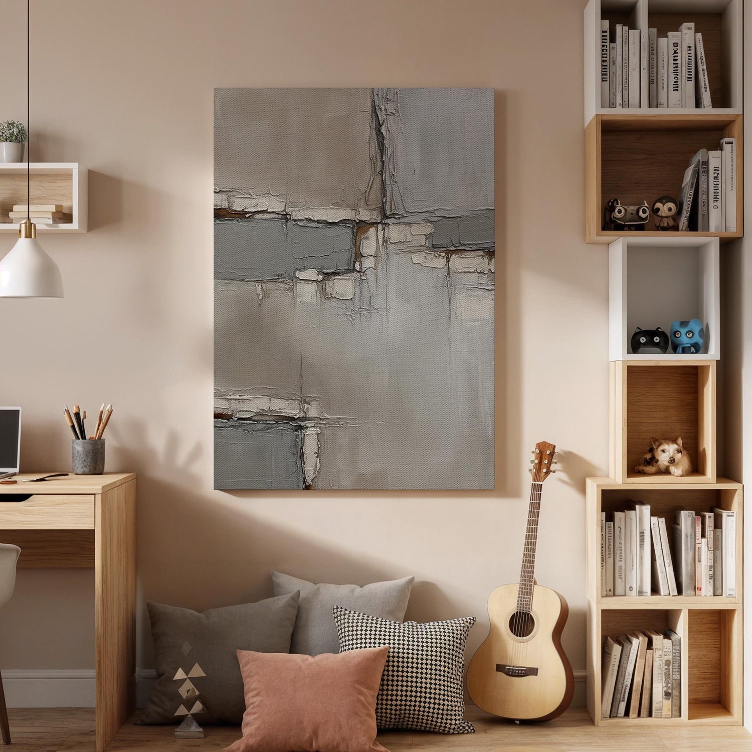 Abstract Neutral Canvas, Textured Wall Art, Modern Minimalist Painting, Bedroom Living Room Decor, Office Wall Art, Large Framed Canvas